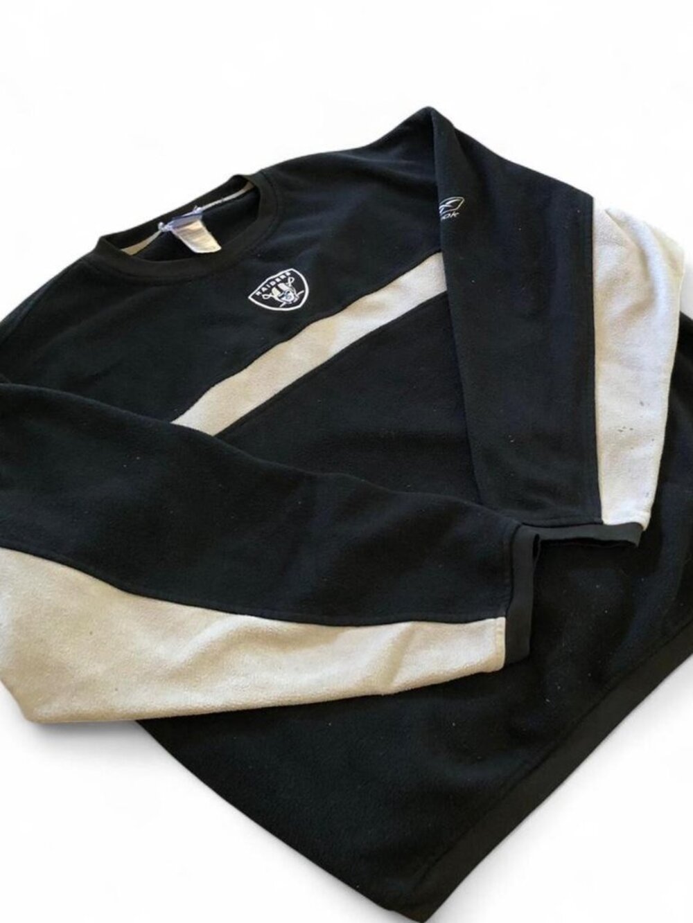 Vintage Reebok Oakland Raiders NFL Black Silver Fleece Crewneck XL Korea